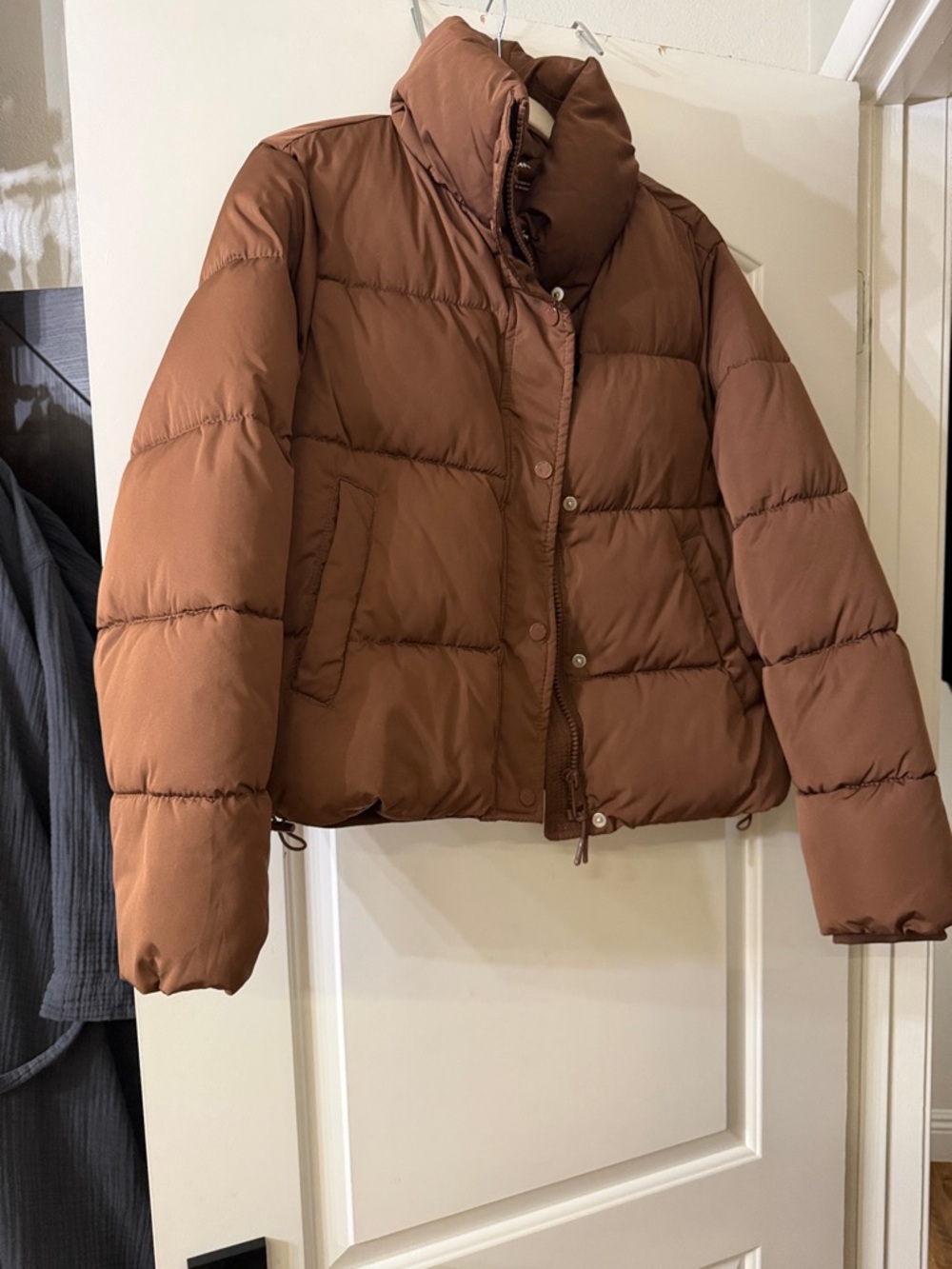 Mango Brown Cropped Puffer Jacket